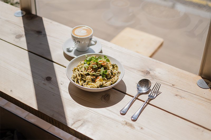 Coffee and pasta from Jaunty Goat