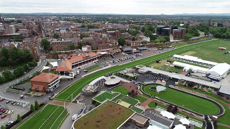 Aerial shot of Chester racecourse